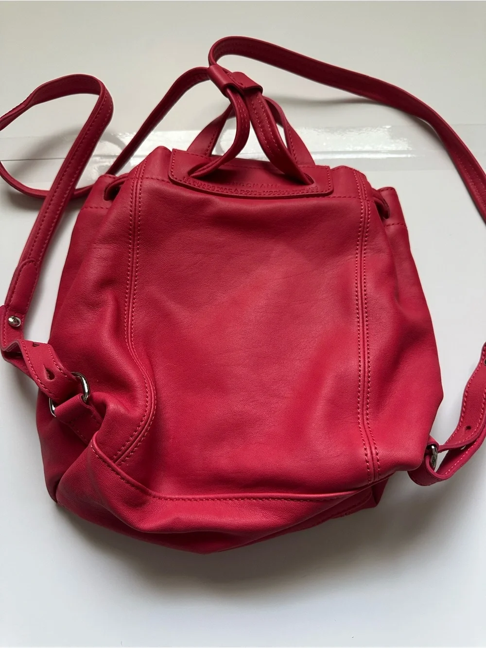 🔥cute!!!🔥Longchamp Le Pliage Cuir XS Leather in pink red
